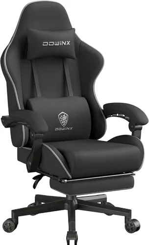 Miniatura 20 de Dowinx Silla de juegos de tela con cojín de resorte de bolsillo, silla de juegos de masaje con reposacabezas, silla ergonómica para computadora