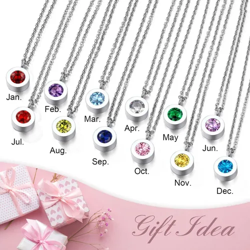 Miniatura 6 de ChainsProMax Collar de piedra natal de 12 meses para mujer, cadena de acero inoxidable ajustable, regalos, caja de regalo