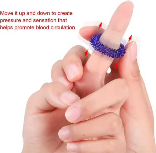 Miniatura 5 de Blulu Juego de 50 anillos de acupresión para aliviar la ansiedad con puntas sensoriales para los dedos, juego de acupresión para adolescentes, verde