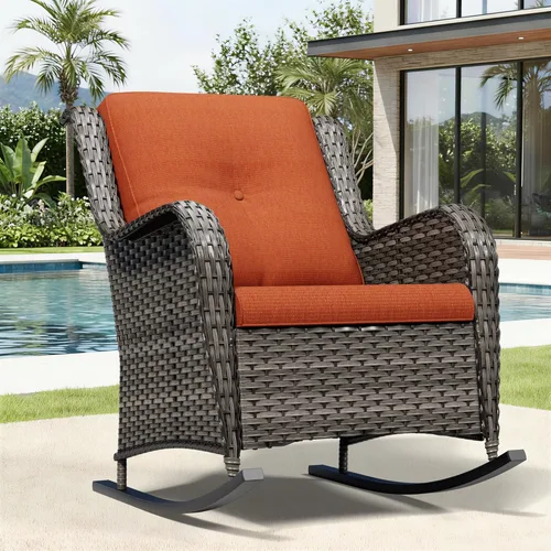 Miniatura 147 de Joyside Juego de sillas de mimbre para patio, juego de 3 piezas de mimbre para exteriores con 2 sillas reposabrazos y 1 mesa auxiliar para terraza