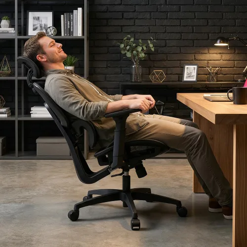 Miniatura 2 de Silla de oficina ergonómica, silla de escritorio ajustable con respaldo alto y asiento ajustable, reposabrazos 3D, bloqueo de inclinación reclinable
