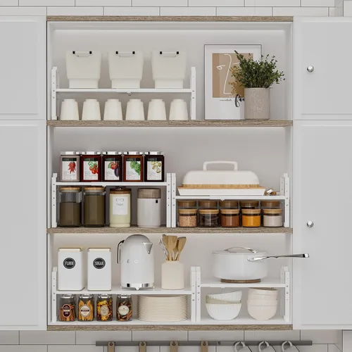 Miniatura 3 de Jojocross Estante expandible para organizador de gabinete, estante de especias apilable ajustable en la cocina y el baño más, encimera de encimera