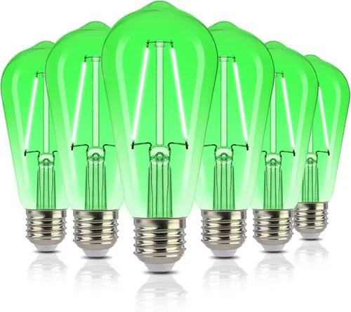 ALAMPEVER ST19/ST58 Bombillas LED Edison verdes, bombillas decorativas, 2 W (equivalente a 25 W), base E26, 40 lúmenes, no regulables, paquete de 6