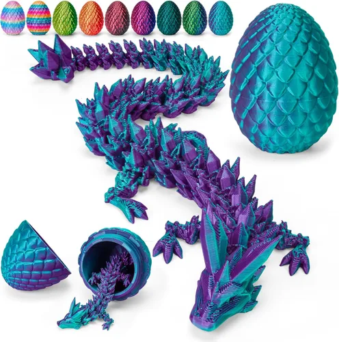 Miniatura 9 de TBOLINE - Huevo de dragón impreso en 3D, animal de cristal articulado, juguete para la ansiedad para adolescentes, niños y niñas, piezas míticas