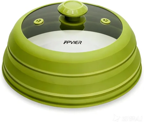 Miniatura 16 de FPVIER Cubierta plegable para salpicaduras de microondas - Tapa ventilada de silicona y vidrio con mango de fácil agarre, se ajusta a platos