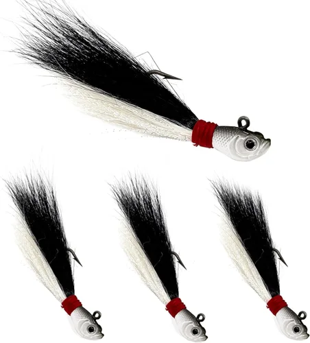 Miniatura 13 de Bucktail Jigs Saltwater 3Pcs/5Pcs Fish Hair Jig Lure Hooks,Fishing Hair Swimbait Jig Head Deer Hair Jig Surf Fishing for Walleye Striper Blanco