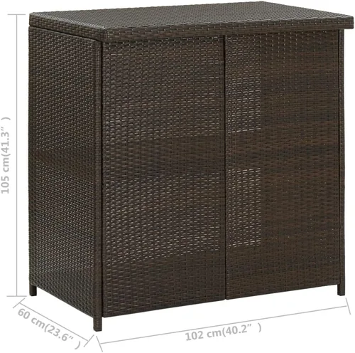 Miniatura 9 de Juego de barras de 3 piezas de ratán sintético rectangular marrón con marco de acero, diseño moderno para interiores y exteriores, comedor y patio