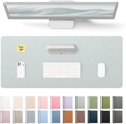Miniatura 430 de YSAGi Protector de escritorio de cuero, tapete de oficina, alfombrilla grande para ratón, secante de cuero PU antideslizante, almohadilla