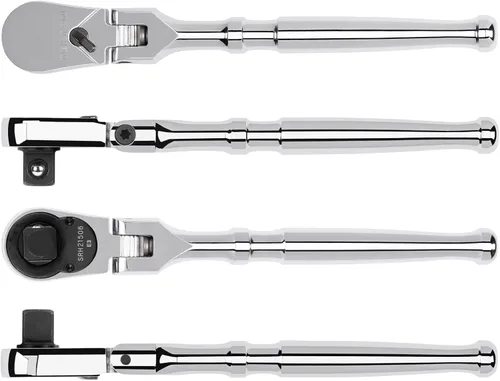 Miniatura 2 de TEKTON Trinquete de transmisión de 3/8 pulgadas x 6 pulgadas con cabezal flexible de liberación no rápida de cuerpo pequeño SRH21506