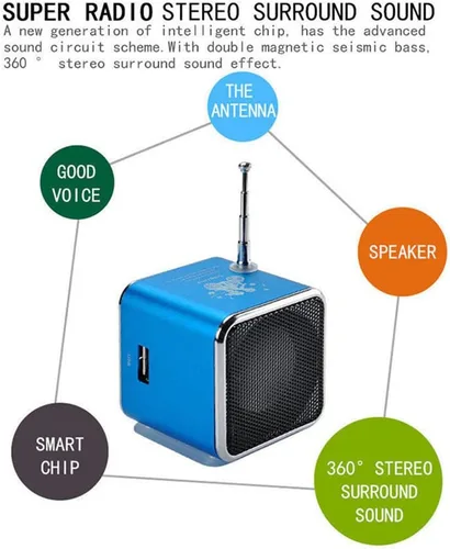 Miniatura 4 de Yoidesu TD-V26 Mini Altavoz Portátil Reproductor de Música Radio FM Batería Mini Pantalla Digital Altavoz Reproductor de Música para Computadora