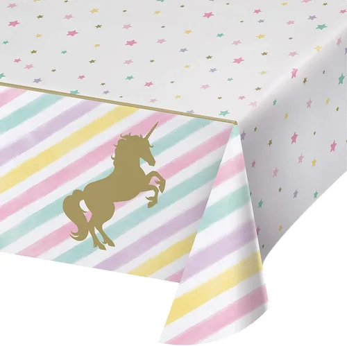 Miniatura 3 de Creative Converting Mantel de plástico con estampado completo, diseño de unicornio brillante, tamaño único, multicolor