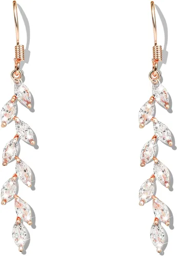 Aretes de hoja hechos a mano con cristal, aretes colgantes de boda para novias y damas de honor, regalo para mujeres