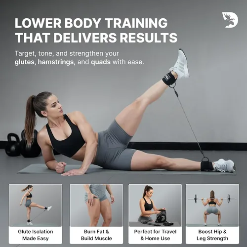 Miniatura 3 de DMoose Fitness Ankle Strap for Cable Machine - One Size Fit with Premium Padding Cuffs, Ankle Bands for Working Out, Booty Workouts, Leg Extension