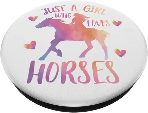 Miniatura 2 de Just a Girl Who Loves Horses Watercolor Horse Western Rider PopSockets - Soporte para teléfonos y tabletas, Negro