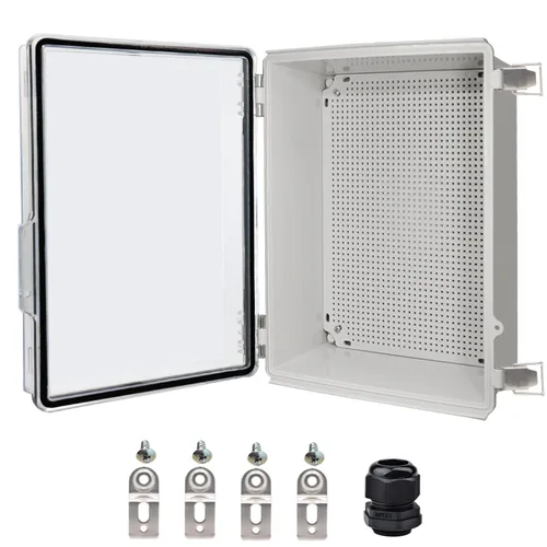 Miniatura 11 de Caja eléctrica impermeable, caja de conexiones IP67, pestillo de acero inoxidable, cubierta transparente con bisagras, carcasa para proyectos
