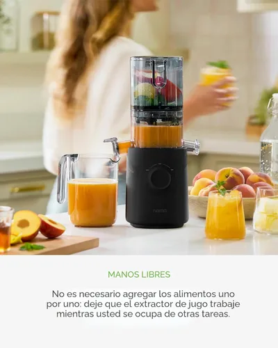 Miniatura 7 de Nama J3 - Exprimidor Compacto de prensa en frío, ahorro de espacio y autoalimentación para funcionamiento manos libres, ligero, portátil, exprimidor