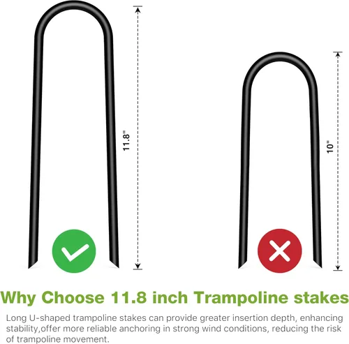 Miniatura 2 de Anclajes de estacas resistentes para trampolín de viento alto, extremos afilados, anclajes de tierra de seguridad de acero galvanizado de 11.8 Negro