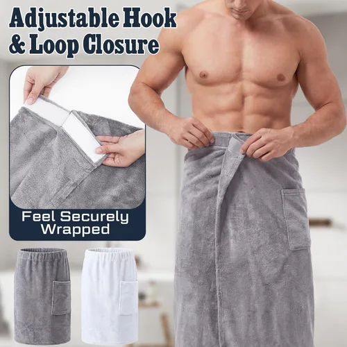 Miniatura 3 de Tudomro 2 toallas de baño para hombre, toalla grande de rizo ajustable con bolsillo para después de la ducha, para hombres, regalo, spa, Gris