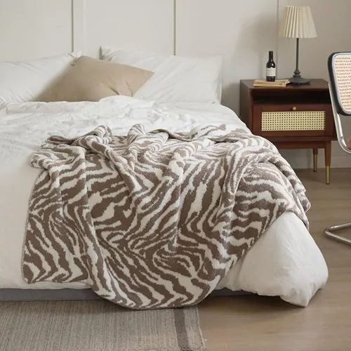 Miniatura 2 de Manta de Zebra 50x70 Beige Mantas de Forro Polar Suaves y Esponjosas para Sofá, Cama o Sillón, Manta Gruesa y Cálida para Mujeres, para Todas