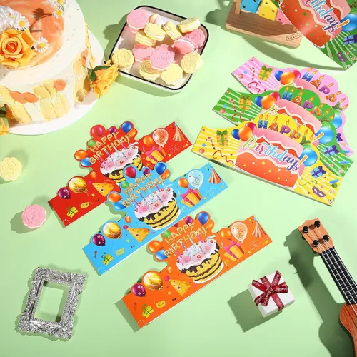 Miniatura 4 de Zonon 36 coronas de cumpleaños para niños, ajustables, coloridos, sombreros de feliz cumpleaños para fiestas escolares