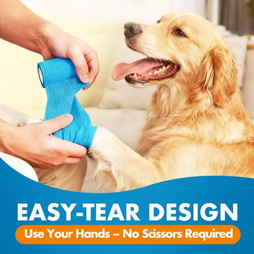 Miniatura 2 de Lotfancy 10 rollos de envoltura veterinaria autoadhesiva, vendaje cohesivo de 2 pulgadas para el cuidado de heridas, cinta elástica para mascotas