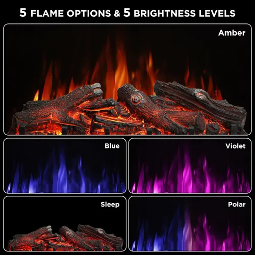 Miniatura 2 de TURBRO Eternal Flame - Calentador eléctrico de cuarzo infrarrojo WiFi de 26 pulgadas con sonido crujiente, troncos de madera de limón realistas