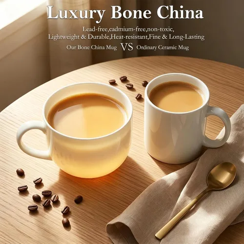 Miniatura 4 de Juego de tazas grandes de sopa con asas, 2,25 onzas, tazas de café de porcelana fina, aptas para microondas y cuencos de avena para café, té