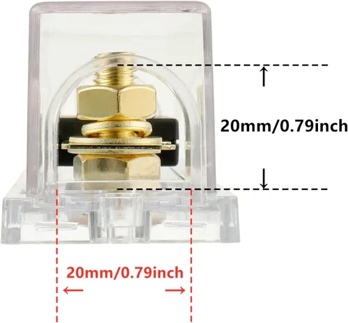 Miniatura 6 de BOJACK Soporte de fusibles ANL de calibre 0/2/4 y fusibles ANL de 20 amperios para bloque de fusibles AWG de calibre 0, 2, 4, 8, portafusibles