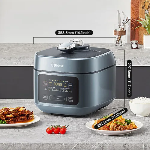 Miniatura 7 de Midea Olla a presión eléctrica 8 en 1 con ollas dobles, olla de cocción lenta programable multifuncional, olla arrocera, vaporera, sartén
