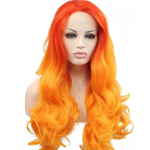 Miniatura 11 de 1001 #Color sintético rubio blanco encaje frente pelucas para mujeres pelo rubio platino largo cuerpo onda peluca resistente al calor fibra larga
