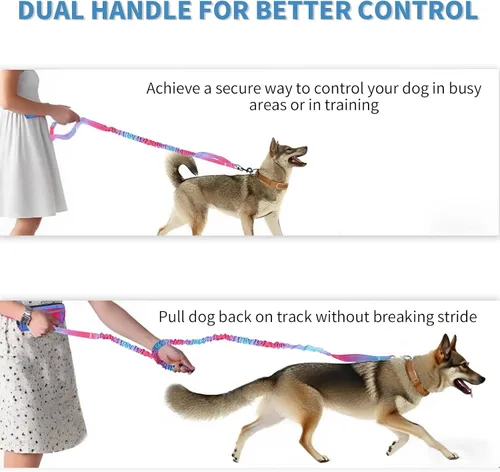 Miniatura 6 de Correa de perro manos libres para perros medianos y grandes, correa de perro manos libres con bolsa de cremallera, adecuada para correr, trotar