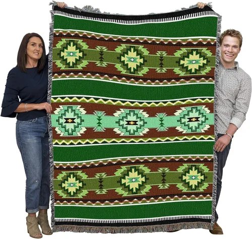 Miniatura 15 de Pure Country Weavers Rimrock Dusk Blanket XL – Inspirado en los nativos americanos del suroeste – Manta de regalo tejida de algodón – Fabricado