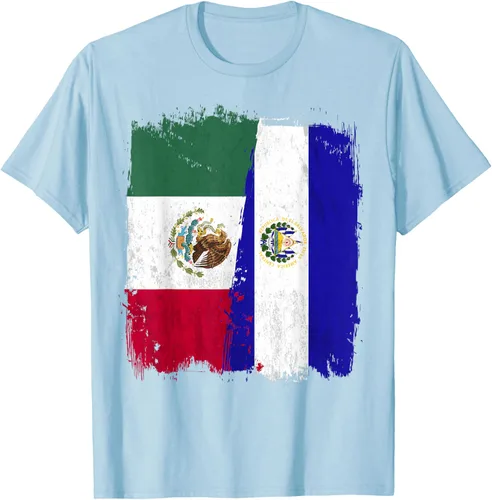 Miniatura 83 de Camiseta con la bandera mexicana de El Salvador con la mitad de la bandera mexicana de El Salvador