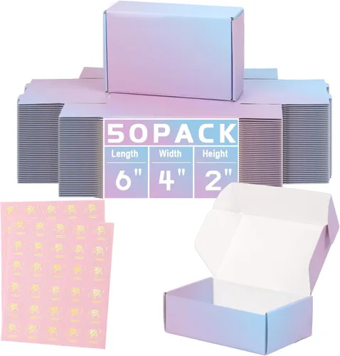Miniatura 21 de Cajas de envío pequeñas de 6 x 4 x 2 pulgadas para pequeñas empresas, paquete de 30 cajas de correo moradas, caja de embalaje de cartón corrugado