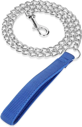 Miniatura 6 de SGODA Cadena de metal resistente para perro, correa para perro a prueba de mordidas con mango suave para mascotas de tamaño grande de más de 50 Azul