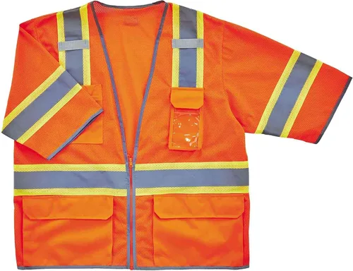 Ergodyne Chaleco de seguridad reflectante unisex para adultos, Ansi 3, tono, 6 bolsillos de fácil acceso, clase 3, dos tonos, chaleco de agrimensura