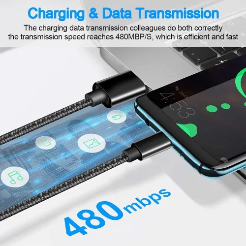 Miniatura 5 de Cable de carga USB tipo C de 6 pies, cable de alimentación USB-C compatible con Samsung Galaxy S21 S22 S23 Ultra Plus Z Fold Z Flip