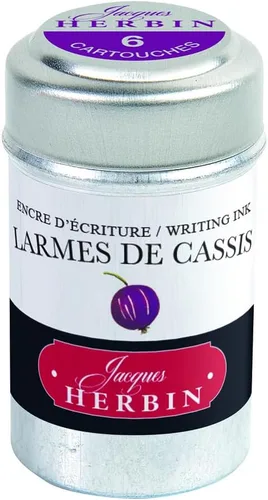 Tinta para pluma estilográfica Herbin - 1 lata de 6 cartuchos - Larmes de Cassis
