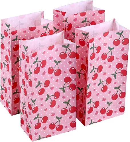 Miniatura 2 de ysmile Bolsa de regalo de fiesta, bolsa de papel para regalo, bolsa de regalo de cereza para niña, cumpleaños, celebración de niños, 24