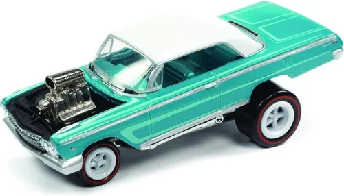 Miniatura 2 de Johnny Lightning 1962 Chevrolet Impala Coupe (Zinger) Metallic Teal w/Pearl Whi