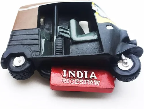 Miniatura 2 de India 3D Tuktuk imán de nevera recuerdo turístico etiqueta engomada del viaje, imán del refrigerador de la India, colección de decoración del hogar