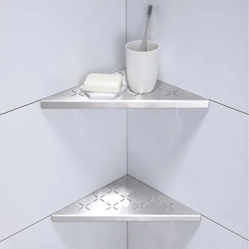 Miniatura 15 de Estante esquinero para ducha, paquete de 2 estantes de ducha de acero inoxidable SUS304 para paredes de azulejos, estante organizador de estante