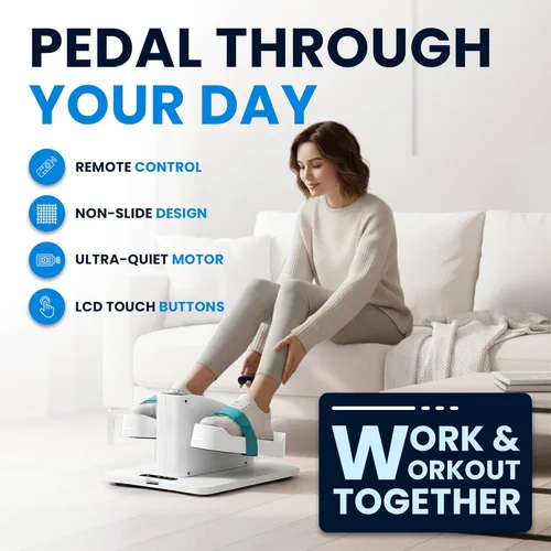 Miniatura 3 de Máquina elíptica para debajo del escritorio, ejercitador eléctrico de pedal sentado para personas mayores y adultos, ejercitador compacto y Blanco