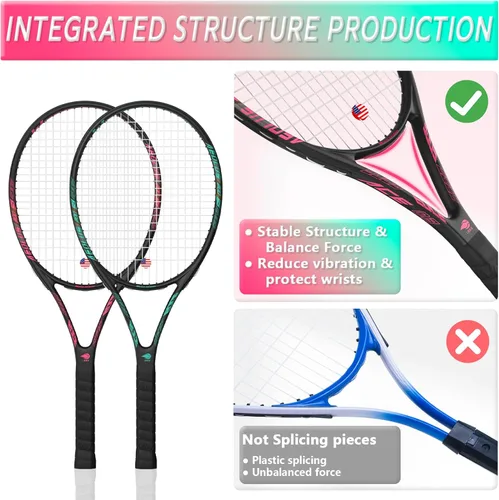 Miniatura 2 de Raqueta de tenis profesional para adultos, 2 jugadores de 27 pulgadas, raqueta de tenis de velocidad aceptable para principiantes y profesionales 2