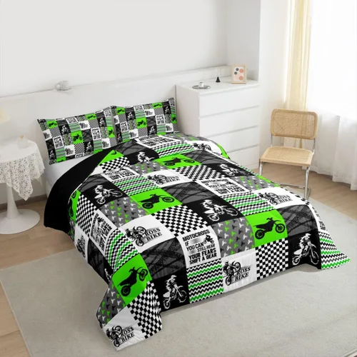 Miniatura 5 de Juego de edredón para niños y niñas, juego de ropa de cama de motocross, edredón deportivo para niños y niñas, motocicletas, deportes extremos