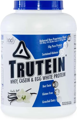 Miniatura 28 de Body Nutrition Trutein Polvo de Proteína Alto: 45% Suero, 45% Caseína, 10% Clara de Huevo, Sin Gluten, Bajo en Sodio, Polvo de Proteína de Suero