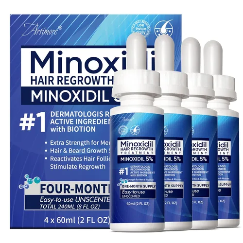 Miniatura 10 de Suero para el crecimiento del cabello de minoxidil al 5% para hombres y mujeres con biotina: minoxidil para hombres y mujeres, 5 por ciento