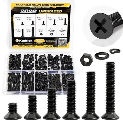 Miniatura 24 de Kadrick 1230 piezas de tornillos de acero inoxidable 304, surtido métrico M2 M3 M4 M5, kit de pernos de cabeza hexagonal de botón de 4mm-20mm