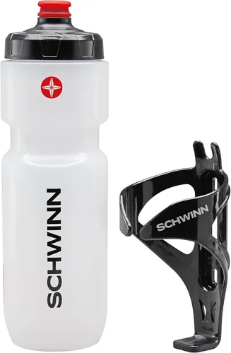 Schwinn - Botella de agua para bicicleta de 26 onzas con jaula, sin BPA, boquilla doble