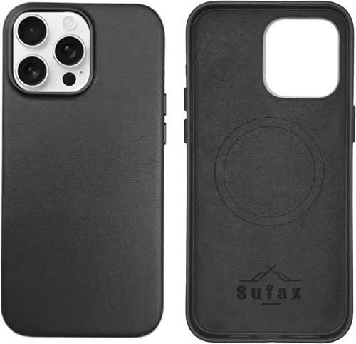 Funda de cuero para iPhone 14 Pro Max - Cuero de grano completo compatible con MagSafe - Funda protectora delgada con botones metálicos y tarjetero